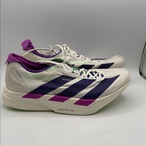 Adidas Adizero ADIOS PRO 4 men’s 12 White and Purple Performance Sneakers S4